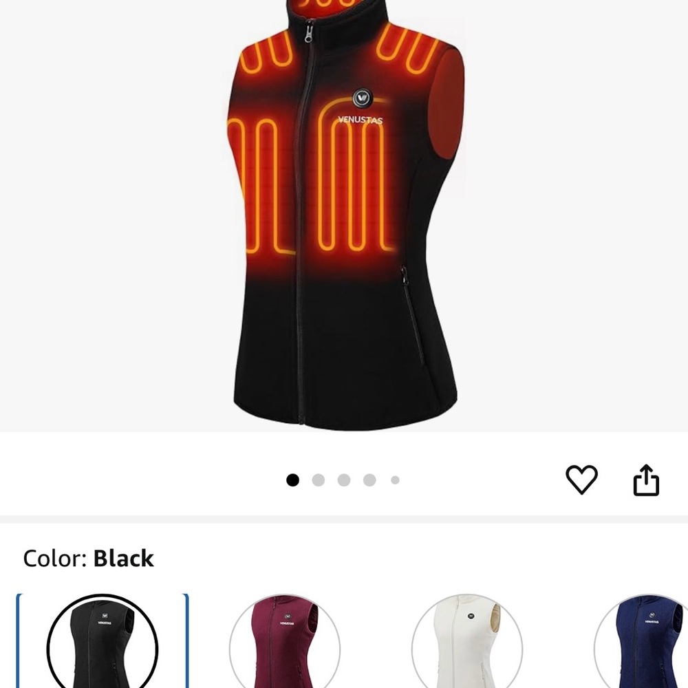 Venustas Black Women’s Fleece Heated Vest with Battery. - Picture 5 of 9